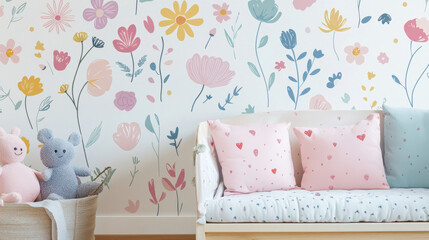 Floral Meadow Nursery Wallpaper 