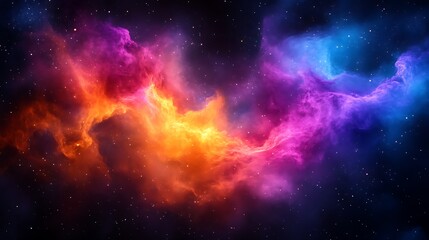 Naklejka premium Cosmic Nebula Swirls Vibrant Hues Across Starry Space