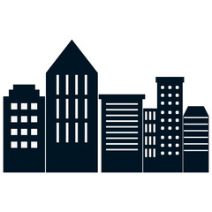 Cityscape Silhouette in Minimalist Design and Shape. Vector Illustration