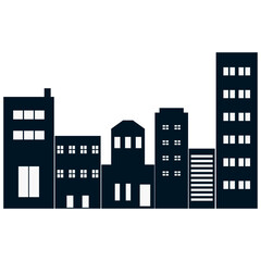 Cityscape Silhouette in Minimalist Design and Shape. Vector Illustration