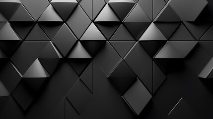 Obraz premium A minimalistic 3D wall design with semigloss triangular tiles and black block highlights