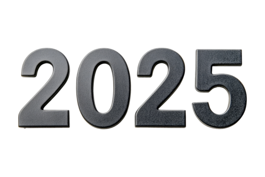 Sleek matte black steel numbers 2025 for modern decor