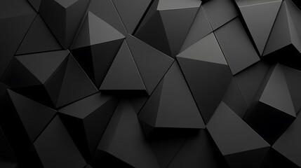 Fototapeta premium A triangular tile wallpaper with semigloss surfaces and 3D black blocks creating depth