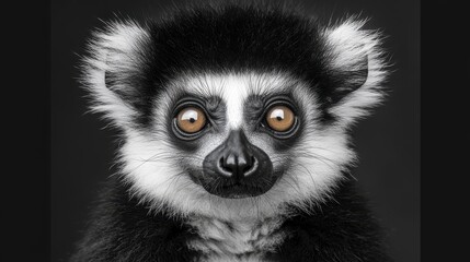 A portrait of a Lemur Catta, with its striking eyes and iconic black-and-white fur, photographed in the wild, radiating natural beauty and raw authenticity.