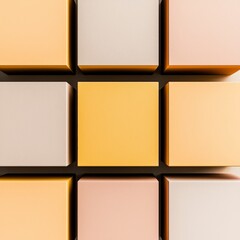 Fototapeta premium Abstract Beige Yellow Orange Cubes 3D Render Background