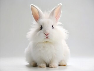 Adorable Stuffed Rabbit on White Background - Cute Plush Toy Photography