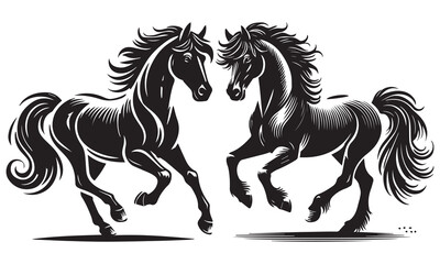 horse silhouette isolated on white