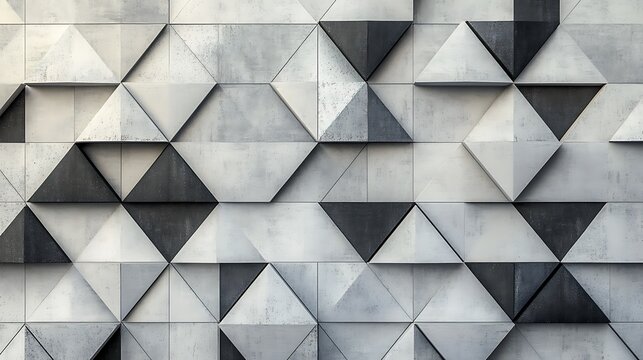 A geometric triangular tile wallpaper with semigloss textures and black block highlights