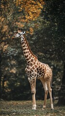 Obraz premium Majestic Giraffe in Autumnal Forest