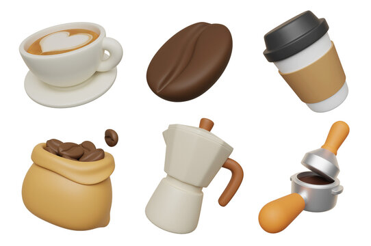 coffee and cafe 3D icon set