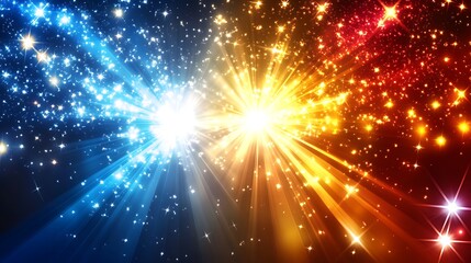 Obraz premium Radiant Light Beams and Sparkling Stars Burst