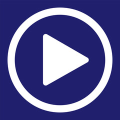 White play button vector icon. Blue background Eps 10. Vector illustration.