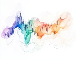 Naklejka premium Abstract colorful data visualization with smooth wave patterns and diverse hues.