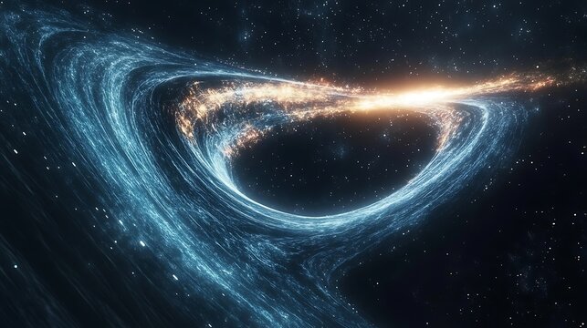 Expanding fractal waves glowing with neon hues in interstellar space