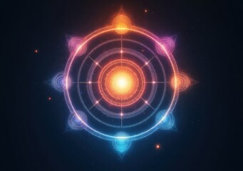 Fototapeta premium Vibrant mandala design representing energy flow and spiritual connection