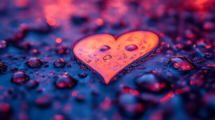 A Reflective Heart Shaped By Water Droplets