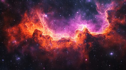 Fototapeta premium Radiating neon fractals cascading through a cosmic nebula in space