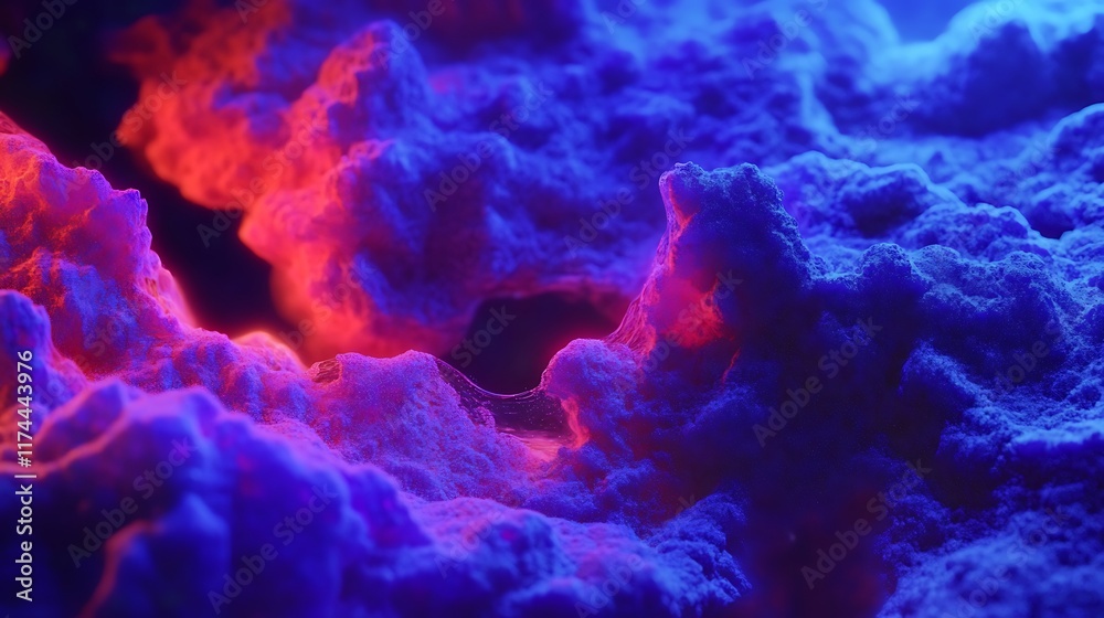 Wall mural pulsing neon fractals expanding endlessly through interstellar depths