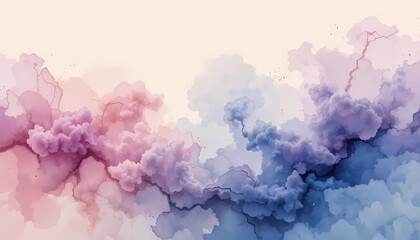Fototapeta premium Serene Pastel Cloudscape: Abstract Watercolor Painting
