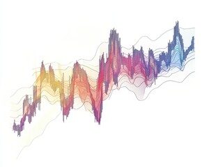 Obraz premium Abstract visualization of financial data trends with vibrant colors and wavy lines.