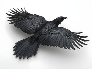 Obraz premium Powerful Black Phoenix Tattoo Conceptual Artwork with Expansive Wings and Intricate Feather Details