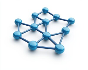 Blue network model representing connections and interactions in a digital environment.