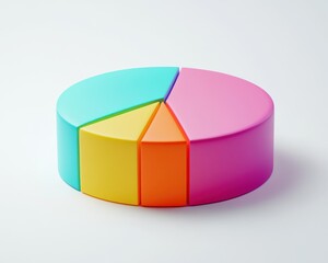 Obraz premium Colorful 3D pie chart representation for data visualization and analysis.