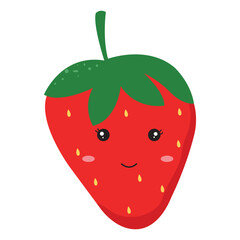 Cute Cartoon strawberry character illustration. suitable for food and beverage packaging design, summerthemed marketing materials, and naturerelated content.

