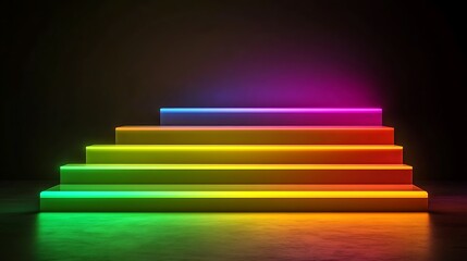 Obraz premium Neon Lit Multicolored Steps Abstract Background