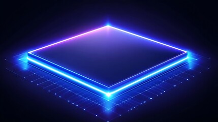 Neon Glow Square Abstract Digital Art