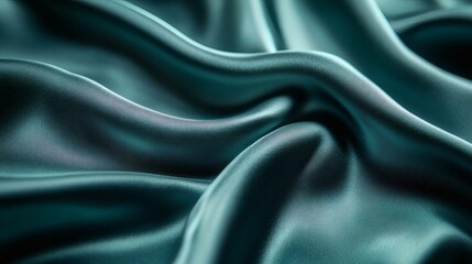 Obraz premium Teal silk fabric with elegant drapes and folds.