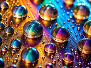 Naklejka premium Aerial View of Water Droplets on Metallic Surface - Abstract Texture Background