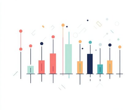 Colorful data visualization with bar graphs depicting statistical information.