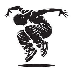 Krumping Silhouette Vector Illustration, Solid White Background.