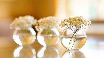 minimalistic wedding setup with Gypsophila flowers placed in simple clear vases, adding a touch of elegance to the ceremony aisle. Gypsophila 