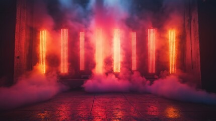 LEDs on Red Stage created with Generative AI Technology, ai, generative