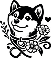 Cute Shiba Inu Animal Vector Silhouette - Perfect for T-Shirt, Cricut, and Sticker Design