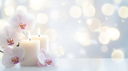 ランの花と白いキャンドル