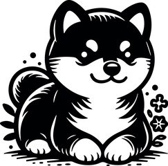 Cute Shiba Inu Animal Vector Silhouette - Perfect for T-Shirt, Cricut, and Sticker Design