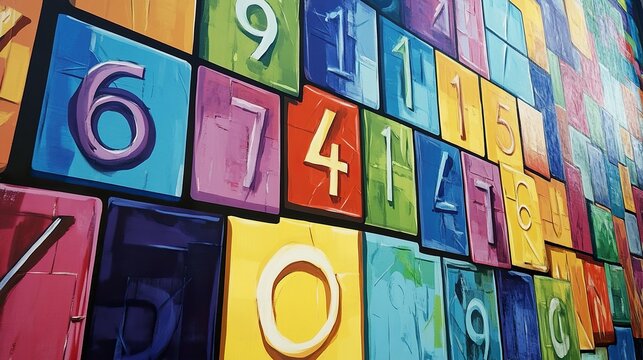 Colorful Abstract Number Blocks Painting