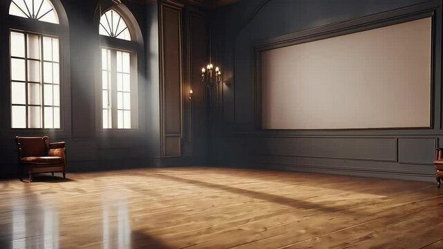 Explore charm vintage wooden floor empty room interior athered walls captured beautifully rendered 3D environment
