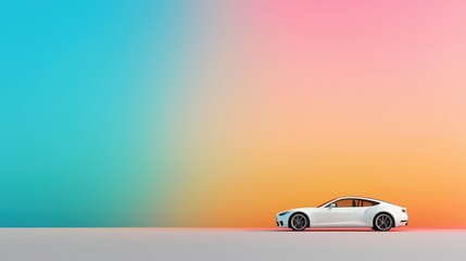 Modern Car Against Colorful Abstract Background