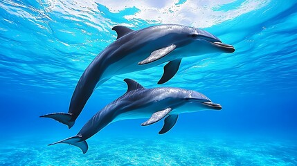 Graceful Dolphins Swimming in Synchronized Arcs