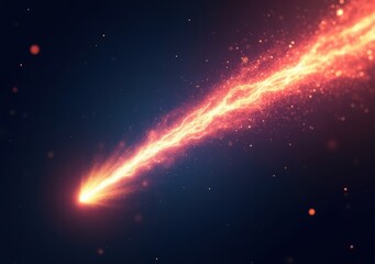 Bright meteor streaks across a dark sky leaving a glowing tail of light