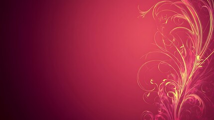 Abstract Red Background With Yellow Floral Design