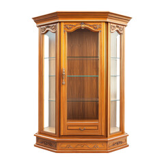 Vintage corner display cabinet isolated home decor