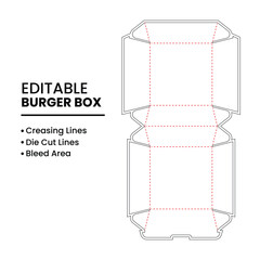 Customizable Burger Box Dieline for Food Packaging