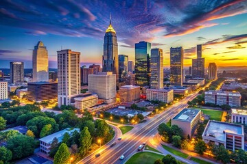 Naklejka premium Atlanta Skyline, Georgia: Stunning Cityscape Panorama at Golden Hour