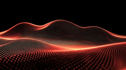 Obraz premium Abstract Orange Digital Wave Landscape