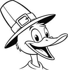 Cartoon Duck vector illustration, Cartoon Duck line art vector